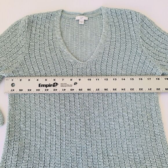 J Jill Sweater M  Aqua Blue Open Knit Tunic Coquette Resort Coastal Beach Boho - Picture 5 of 8